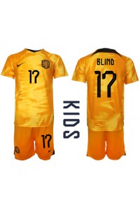 Alankomaat Daley Blind #17 Jalkapallovaatteet Lasten Kotipeliasu MM-kisat 2022 Lyhythihainen (+ Lyhyet housut)